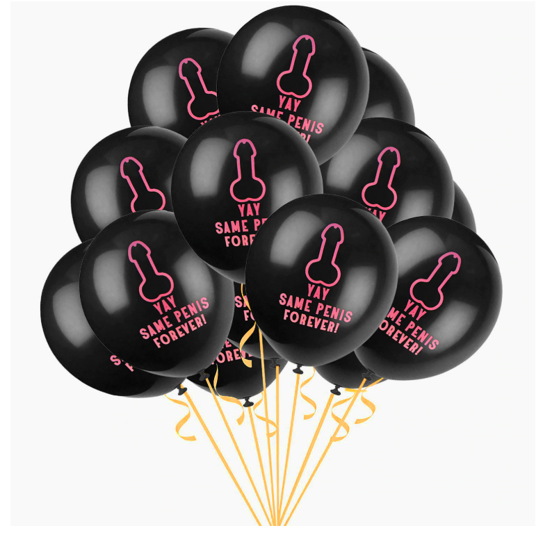 Lustige JGA-Luftballons 10 Zoll in Schwarz mit pinkem und goldenem Aufdruck für Junggesellinnenabschied