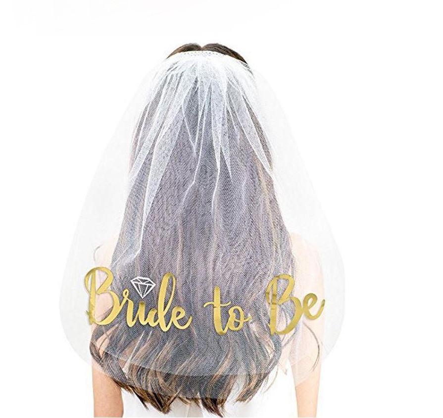 Bride to Be Schleier mit feiner Spitze und Haarkamm - Junggesellinnenabschied Zubehör für Bachelorette Partys