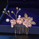 Haarkamm - OP144-Brautwunsch-Rosa klein-Brautwunsch