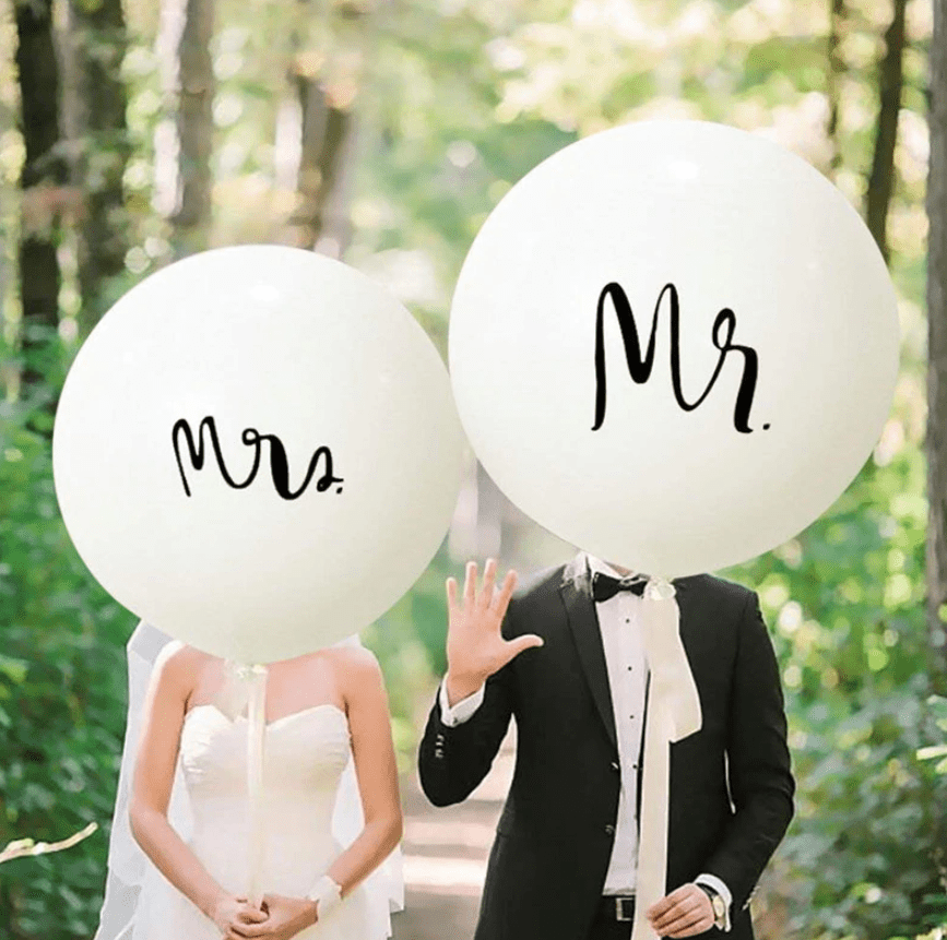 Riesen-Luftballons "Mr & Mrs" in Weiß und Gold – 70cm große Hochzeitsdeko-Ballons für elegante Hochzeitsdekoration