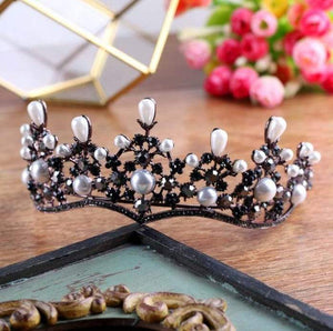 diadem schwarz mit perlen