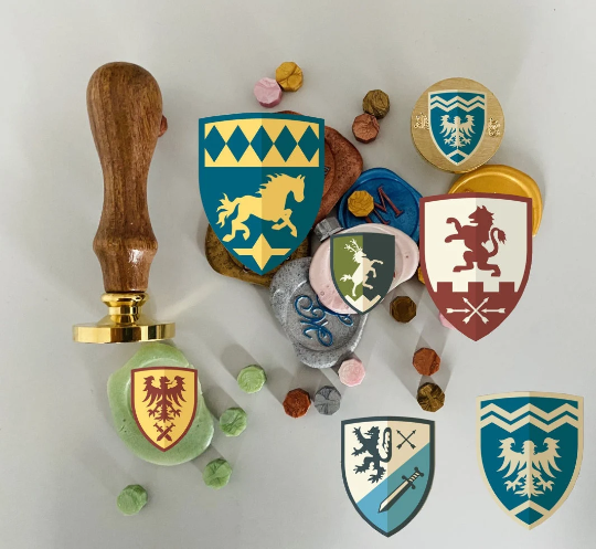 Personalisiertes Siegel Wappen mit individuellem Familienwappen, 40mm Durchmesser – einzigartiges Hochzeitsgeschenk von Brautwunsch
