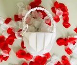 Blumenkörbchen für Blumenmädchen-Brautwunsch-Blumenkorb + rote Rosenblätter-Brautwunsch