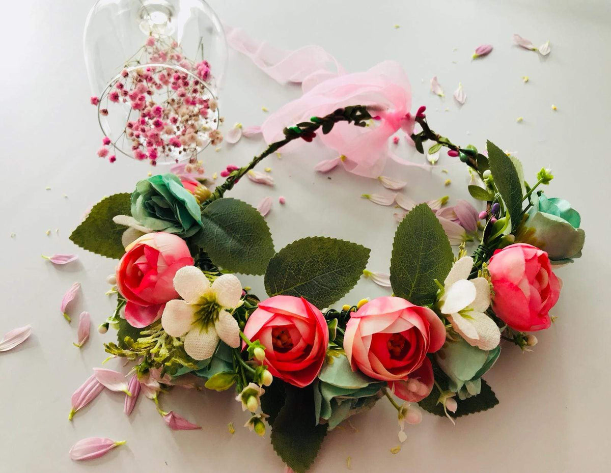 Romantischer Blumenkranz BK39 mit getrockneten Blumen – elegante Hochzeitsdeko für Braut und Blumenregen