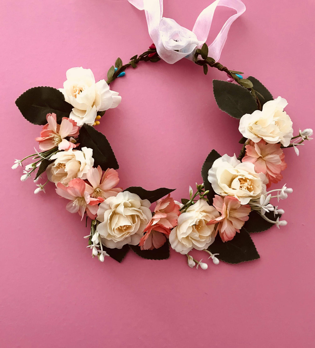 Romantischer Blumenkranz BK42 mit getrockneten Blumen – elegante Hochzeitsdeko für Braut und Brautjungfern