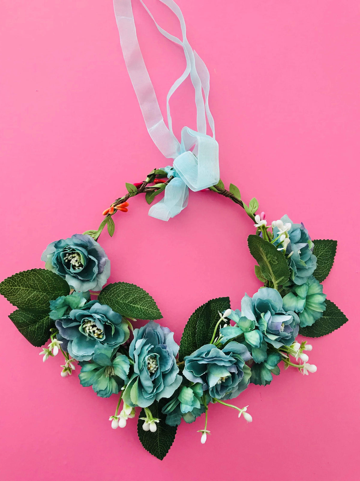Romantischer Blumenkranz BK43 mit getrockneten Blumen - Elegante Hochzeitsdeko und Braut Kopfschmuck im New-Romantic-Look