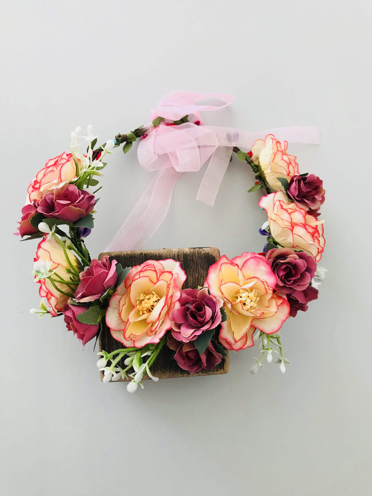 Romantischer Blumenkranz BK36 mit getrockneten Blumen – elegante Hochzeitsdeko für Braut und Gäste