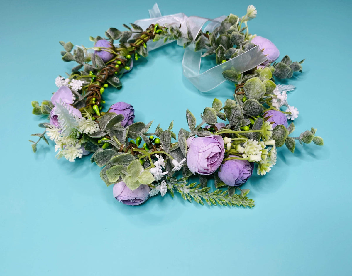 Eleganter Blumenkranz BK26 mit getrockneten Blumen im romantischen New-Romantic-Look für Hochzeiten und Feiern