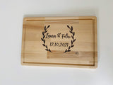 personalisiertes Schneidebrett-Brautwunsch-Buche-E-Brautwunsch