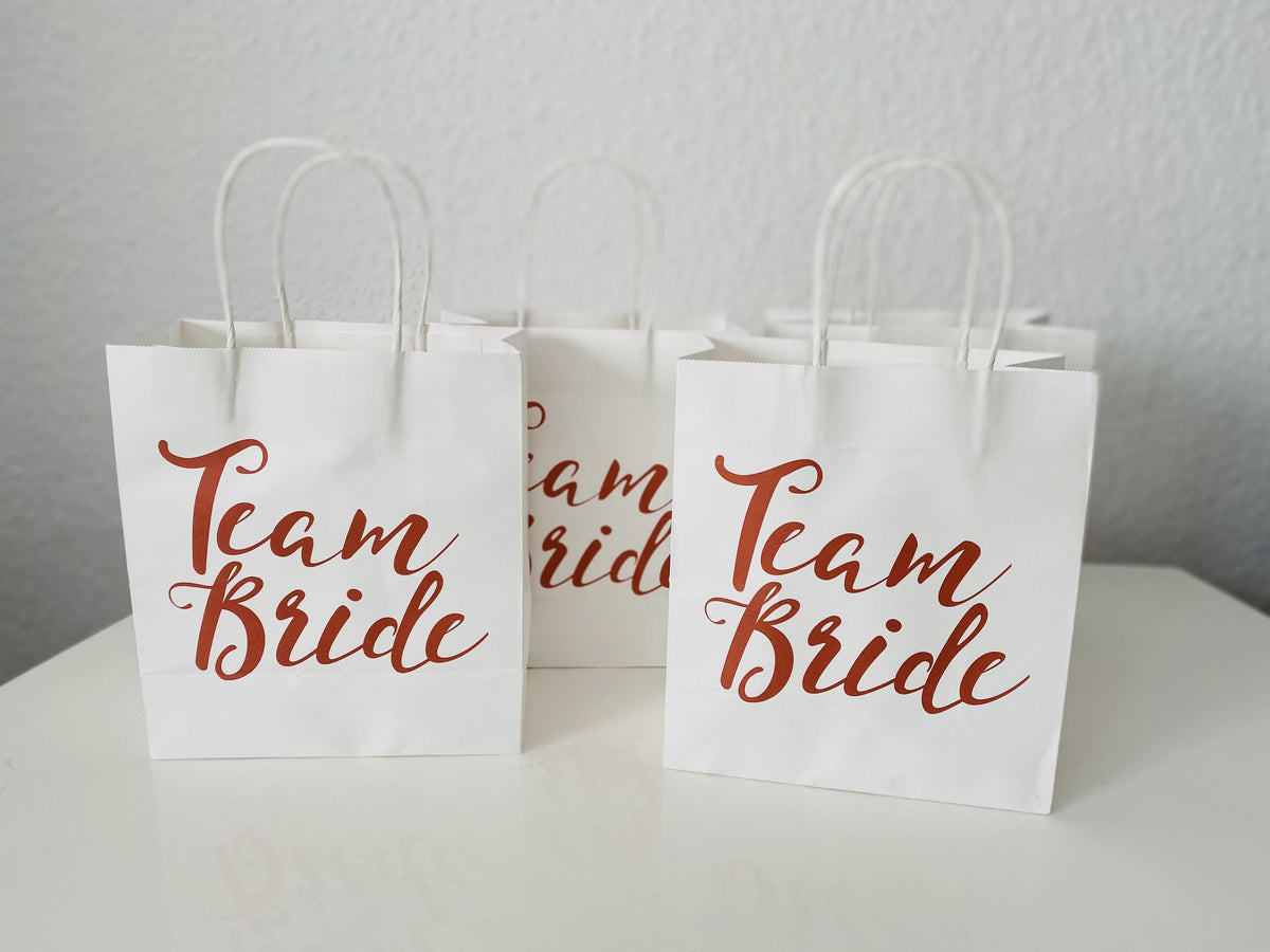 Team Bride Tüten aus Pappe - JGA Geschenktüten für Junggesellinnenabschied und Bachelorette Party